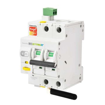 ETTROIT E-SMART WIFI interrupteur thermique magnétique 2P 32A 6KA TUYA App 3 Modules DIN ESR3232