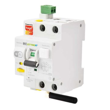 ETTROIT Disjoncteur e-smart Wi-Fi Tuya RCBO 1P+N 16A 6Ka 30mA 230V/400V - ESR3516
