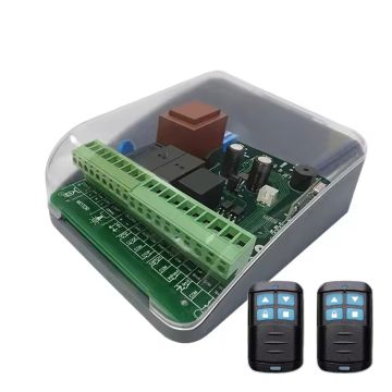 Carte de commande récepteur universel ETTROGATE 433Mhz DC 12-24V 2CH relais Porte de garage Ouvre-portail volet roulant avec 2 télécommandes prêtes à l&#39;emploi