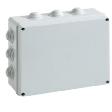 Boîte de jonction FAEG Boîte étanche rectangulaire avec couvercle à vis en plastique 300x220x120 avec presse-étoupe et charnière IP55 FAEG - FG13408