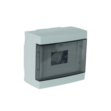 Tableau mural 8 modules gris RAL 7035 avec porte transparente fumée 210x180x100mm IP40 FAEG - FG14408