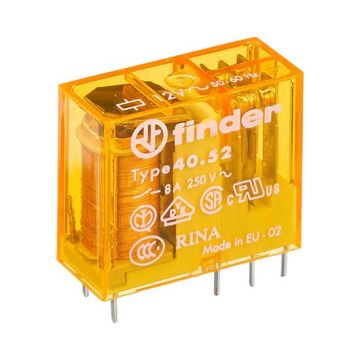 Mini relais Finder Type 40.52 pour circuit imprimé 2 échanges enfichables Bobine 8A 24V AC/DC alternatif 405280240000 Mini relais Finder Type 40.52 pour circuit imprimé 2 échanges enfichables Bobine 8A 24V AC/DC alternatif 405280240000