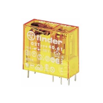 Mini relais Finder Type 40.61 pour circuit imprimé 1 échangeur enfichable 16A bobine 24V AC alternatif 406180240000