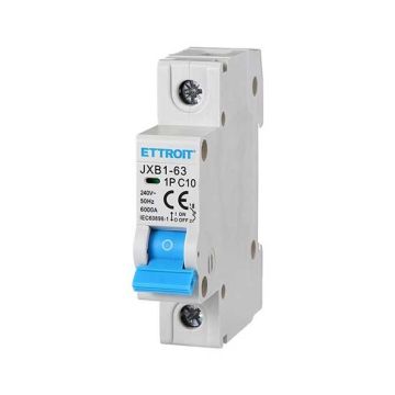 Interrupteur magnéto-thermique automatique 1P 10A 220V 1 modules DIN Ettroit JXB1-63-1P-10A