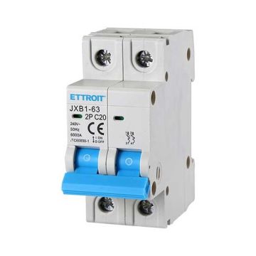 ETTROIT Interrupteur magnéto-thermique automatique 2P 20A 220V 2 modules DIN JX122060