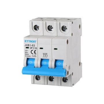 Disjoncteur automatique 3P 16A 380V 6Ka 3 modules DIN Ettroit JX131660