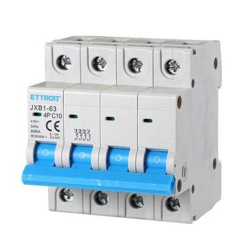 ETTROIT Interrupteur magnéto-thermique automatique 4P 10A 380V 6Ka 4 modules DIN JX141060
