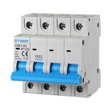 ETTROIT Interrupteur magnéto-thermique automatique 4P 20A 380V 6kA 4 modules DIN JX142060