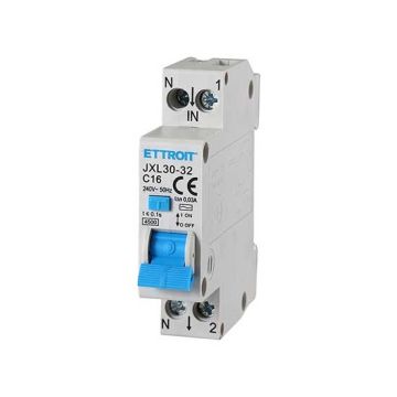 ETTROIT Disjoncteur différentiel 1P+N 16A C16 220V 4,5kA 30mA 1 module DIN JX251640