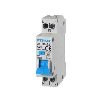 ETTROIT Disjoncteur différentiel 1P+N 25A 4,5kA 30mA 220V 1 module DIN JX252540