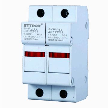 ETTROIT JX12251 DC Porte-fusible photovoltaïque 2P 2M D14X51mm 63A DC 1000V IP20 IEC60269-6