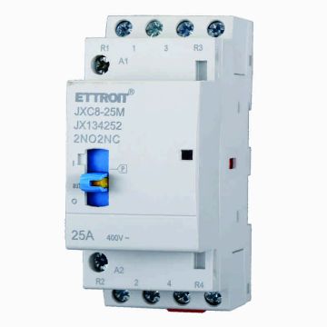 ETTROIT JX134252 Contacteur domestique 2NO/2NC 4P 25A 220v 50hz AC DIN avec interrupteur de commande manuel