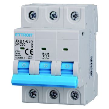 Disjoncteur magnétothermique 3P 50 A 6 kA ETTROIT JX135060