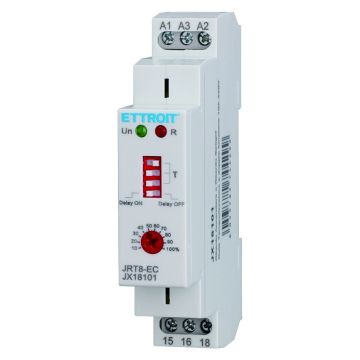 Relais temporisé double fonction ETTROIT, temporisé marche/arrêt, 230 V CA, 1 SPDT, 10 A - JX18101