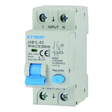 ETTROIT JX251668 Disjoncteur différentiel 1P+N 16A 300mA 220V-6KA CLASSE A