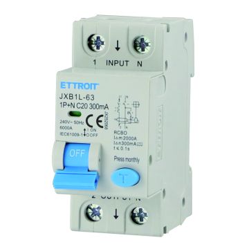 ETTROIT JX252068 Disjoncteur différentiel 1P+N 20A 300mA 220V-6KA CLASSE A