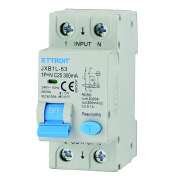 ETTROIT JX252568 Disjoncteur différentiel 1P+N 25A 300mA 220V-6KA CLASSE A