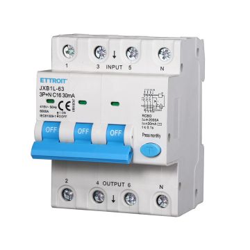 ETTROIT Interrupteur Thermique Magnétique Différentiel 3P+N 16A 30mA 380V-6KA 4 modules DIN JX261661