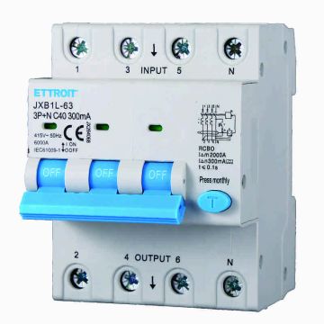 ETTROIT JX264068 Disjoncteur différentiel 3P+N 40A 300mA 380V-6KA CLASSE A