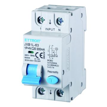 ETTROIT Disjoncteur différentiel 1P+N 20A 300mA 220V 6KA - JX272063