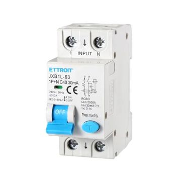 ETTROIT Disjoncteur différentiel 1P+N 40A 6kA 30mA 220V occupe 2 modules DIN Ettroit JX274061