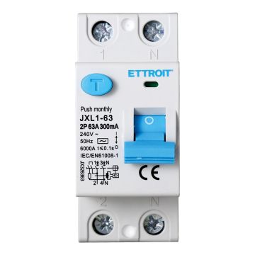ETTROIT Disjoncteur à courant résiduel pur 2P 63A 300mA 220V 6KA - JX326363