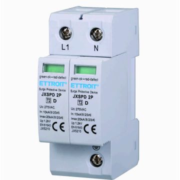 Parafoudre ETTROIT 220V T2 2P 275V 10KA-20KA 2 modules DIN JX5210