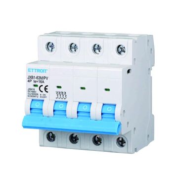 Interrupteur Thermique Magnétique Photovoltaïque 4P DC 1000V 16A 6kA Occupe 4 Modules DIN Ettroit JX6416
