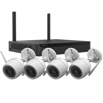 Kit de vidéosurveillance IP sans fil EZVIZ - 4 caméras Wi-Fi 4 Mpx H3C + enregistreur vidéo réseau Wi-Fi 8 canaux CS-BW3844-KIT