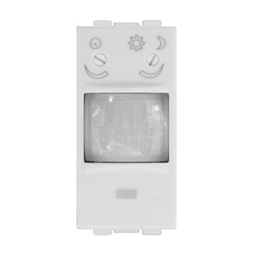 Détecteur de mouvement ETTROIT 1 module blanc avec réglage de l&#39;heure et de la luminosité, compatible avec BTicino Living – Réf. LB1800