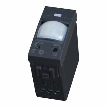 Module de détecteur de mouvement ETTROIT 1 noir avec réglage de l&#39;heure et de la luminosité, compatible avec BTicino Living – Réf. LN1800