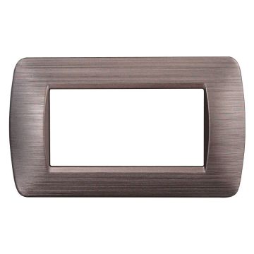 Plaque Plastique 4 Places 4P ETTROIT Couleur Bronze Satiné Compatible Avec Bticino Living Light - LN85410