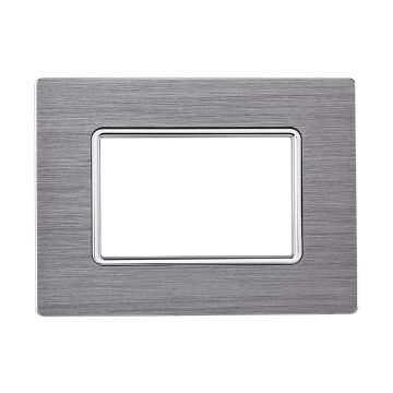 ETTROIT MT86306 Plaque Aluminium Série Solaire 3P Couleur Argent Compatible avec Bticino Matix