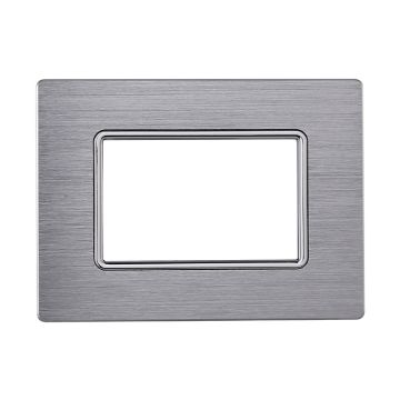 ETTROIT MT86317 Plaque Aluminium Série Solaire 3P Couleur Argent Poli Compatible avec Bticino Matix