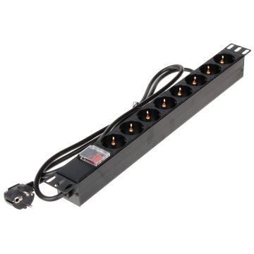 Multiprise rackable 19&quot; avec 8 prises Schuko et interrupteur