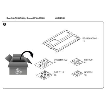 Kit de conversion CBIPLERB6 avec 4 plaques d&#39;adaptation pour Robus 400/600/600 HS.