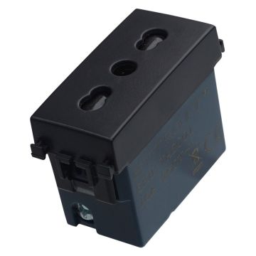 Prise bivalente ETTROIT 2P+T 10/16A, noire, compatible avec Vimar Arke