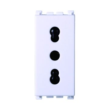 Prise bivalente ETTROIT 2P+T 10/16A, couleur blanche, compatible avec Vimar Arke VA2001B