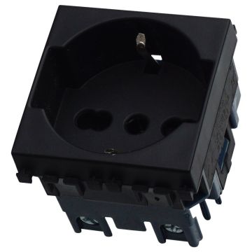 Prise Schuko ETTROIT 2P+T 16A Noir Compatible Vimar Arke VA2102