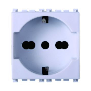 Prise Schuko ETTROIT 2P+T 16A Blanc Compatible Vimar Arke VA2102B