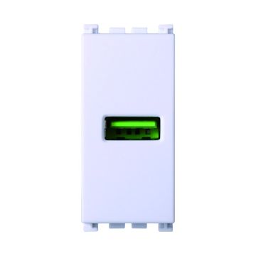 Prise USB ETTROIT 5V 2.1A 1 port USB-A couleur BLANC Compatible Vimar Arke VA2401B