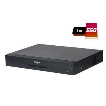 Dahua XVR5104H-I3-1 Série Pro AI 1U WizSense Penta-brid 2K HD+ 4CH 5MP 5IN1 P2P SMD Plus Détection de Visage IVS IoT comprend un SSD de 1 To