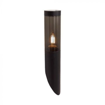 V-TAC VT-1183 Douille applique LED E27 en Acier Inoxydable Verre Fumé Couleur Noir Fixation diagonale IP44 - 10470