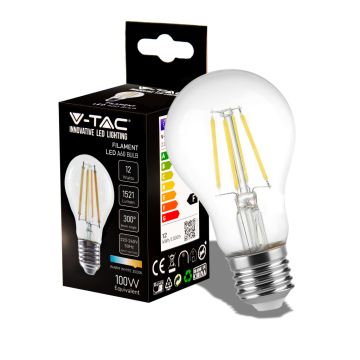 V-TAC VT-2133 Ampoule LED E27 12W 125LM/W A70 filament blanc froid 6500K - 217460 V-TAC VT-2133 Ampoule LED E27 12W 125LM/W A70 filament blanc froid 6500K - 217460