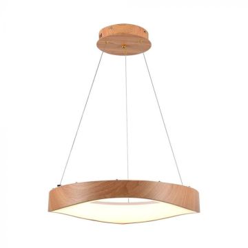 Suspension LED V‑TAC 25 W Ø 500 mm Design circulaire Bois, Lumière 3000 K – 23364