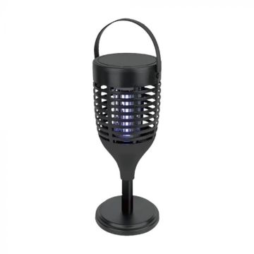 Moustiquaire électrique V-TAC VT-3215 LED avec panneau solaire, rechargeable 3 en 1 USB-C 2W pour jardin, camping, balcon