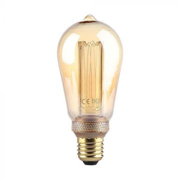 Ampoule LED V-Tac VT-2185 ST64 4W E27 en Verre Ambré Art avec gravures laser, filament blanc chaud 1800K - 217474 Ampoule LED V-Tac VT-2185 ST64 4W E27 en Verre Ambré Art avec gravures laser, filament blanc chaud 1800K - 217474