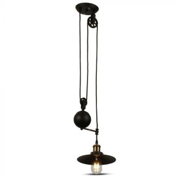 V-TAC VT-7201 Lustre LED E27 support de lampe en métal hauteur réglable style rétro couleur noire - 3845 V-TAC VT-7201 Lustre LED E27 support de lampe en métal hauteur réglable style rétro couleur noire - 3845