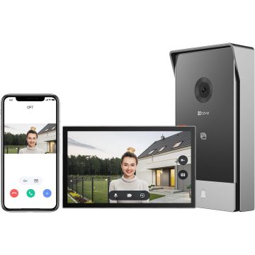 Interphone vidéo WIFI intelligent EZVIZ CS-HP7, moniteur tactile 7 pouces, vision nocturne, déverrouillage à distance, 2K, détection humaine, option RFID, étanche
