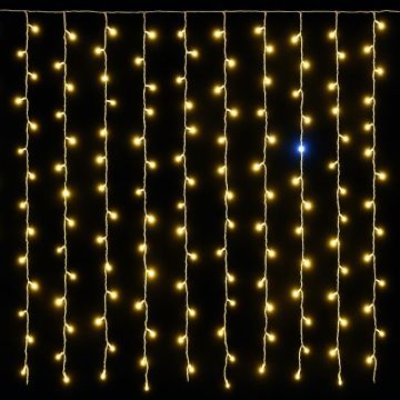 Guirlande lumineuse ETTROIT 200 LED, 5 m, lumière jaune, câble blanc, IP65, extensible, effet flash, avec fils uniformes de 50 cm, guirlande de Noël, boutiques, balcon de Noël